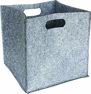 Box and Beyond Panier Cube en Feutre - 2 poignées - Gris Clair - 31x31x31cm