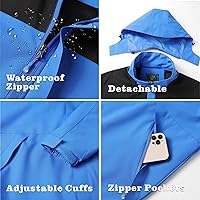 Vista 42 de GIISAM Chaqueta de lluvia para hombre, impermeable, ligera, para exteriores, rompevientos con capucha