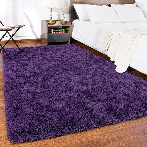 Miniatura 8 de Alfombra suave de pelo largo para sala de estar, alfombras esponjosas de 6 x 9 pies con parte inferior antideslizante para dormitorio, mesita de
