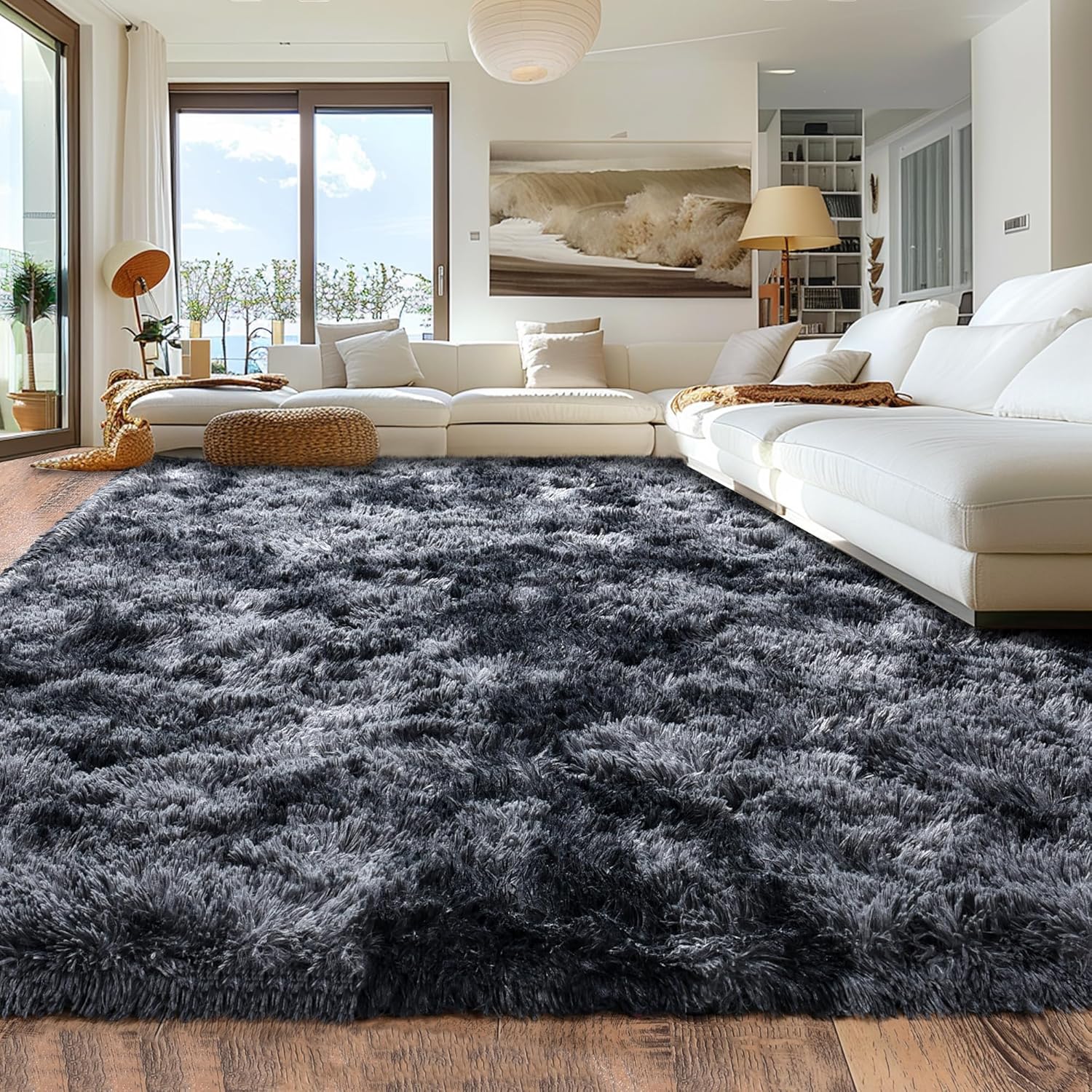8x10 Area Rugs for Living Room, Ultra Soft Large Shag Bedroom Rug Upgrade Non-Slip Plush Modern Fluffy Carpet for Kids Boys Girls Room Home Decor Aesthetic, Dark Grey - Image 7