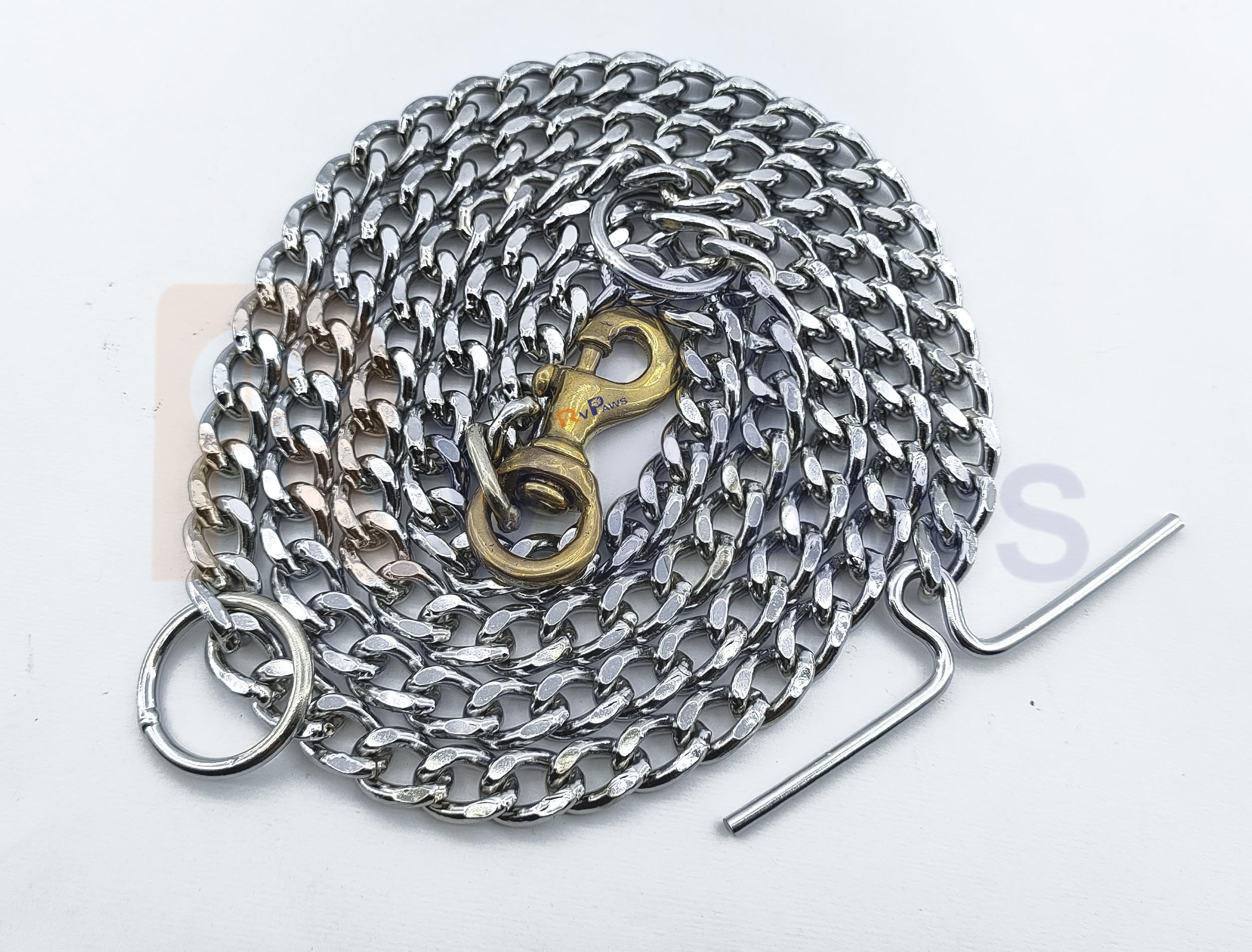 RvPaws Metal Chain Diamond-Cut Dog Leash Chain Diamond Cut Heavy Duty Dog Chain with Brass Hook for Dogs (Thickness- 4MM, Weight- 540 Gm) (B0CGJ16D29) Amazon Price History, Amazon Price Tracker