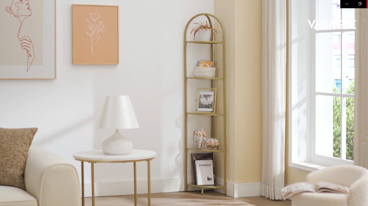 VASAGLE 5-Tier Corner Shelf Stand, Corner Bookshelf, Bathroom