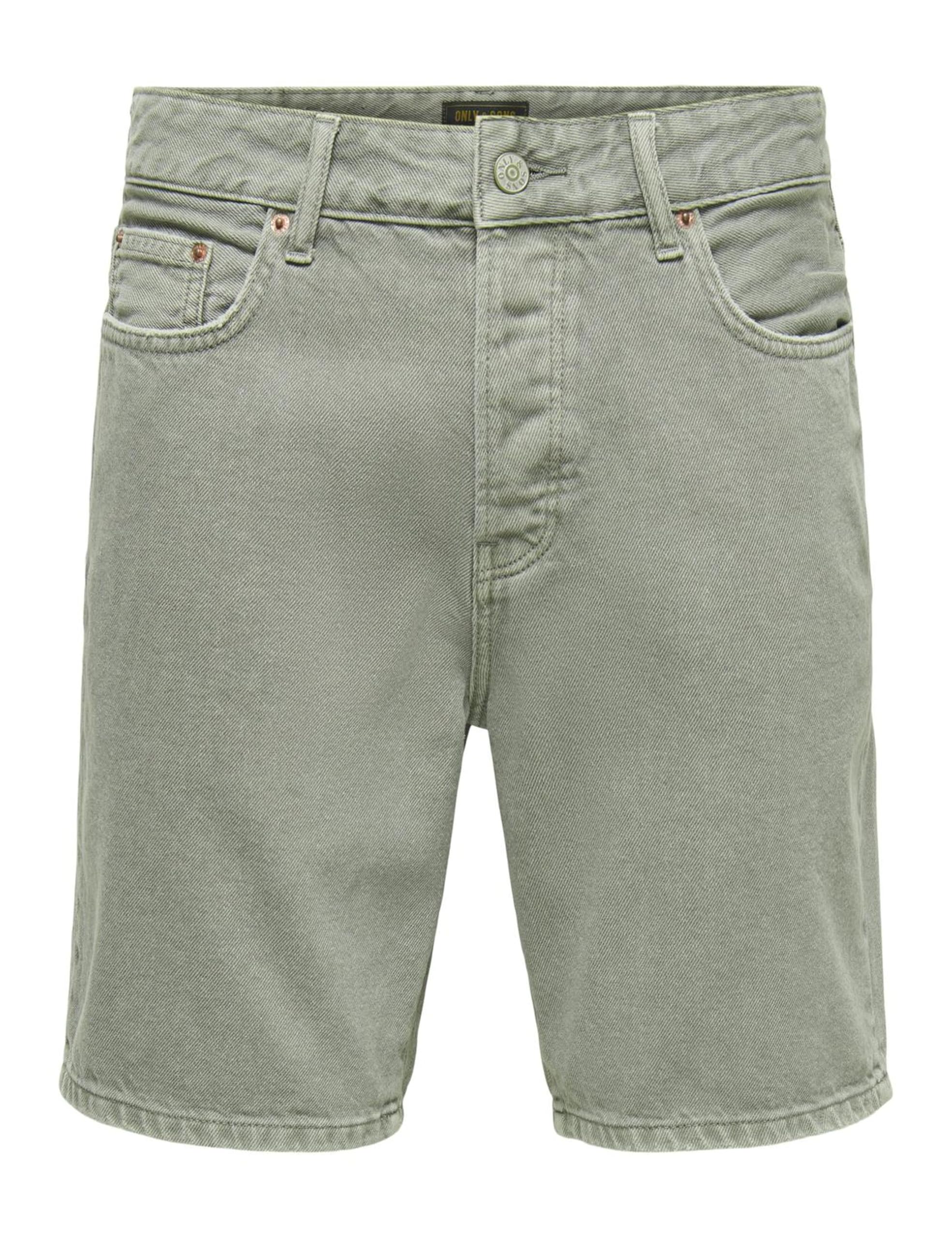 Short Only & Sons denim vert calliste coupe box style authentique