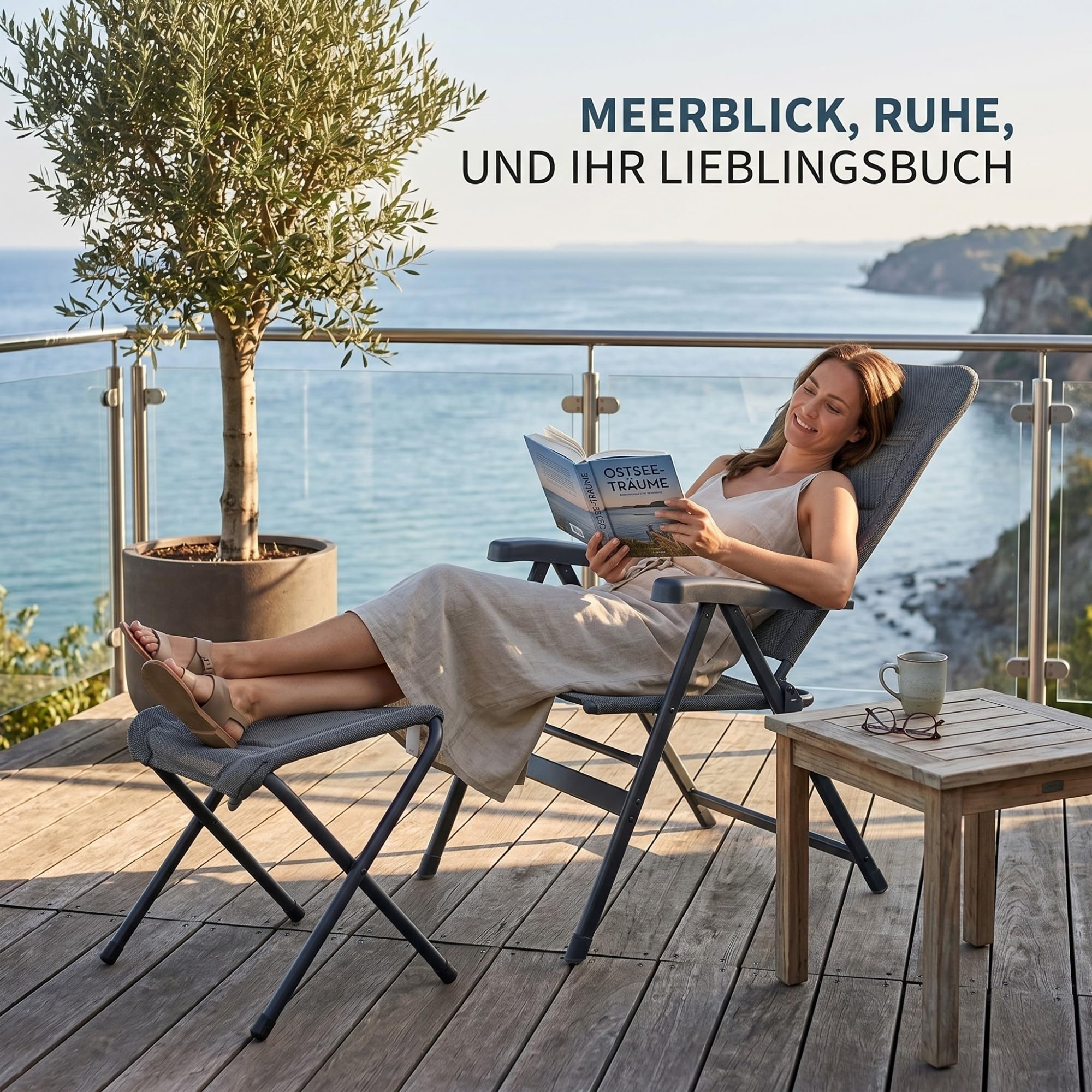 osoltus Alu Camping Hocker für Klappsessel mit3D Soft Touch Open-Grey