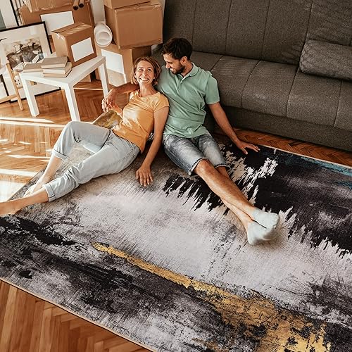 Miniatura 4 de JML Alfombra de área de 3 x 5 pies para sala de estar, alfombra lavable para dormitorio, suave, antideslizante, más gruesa, alfombra de área de pelo