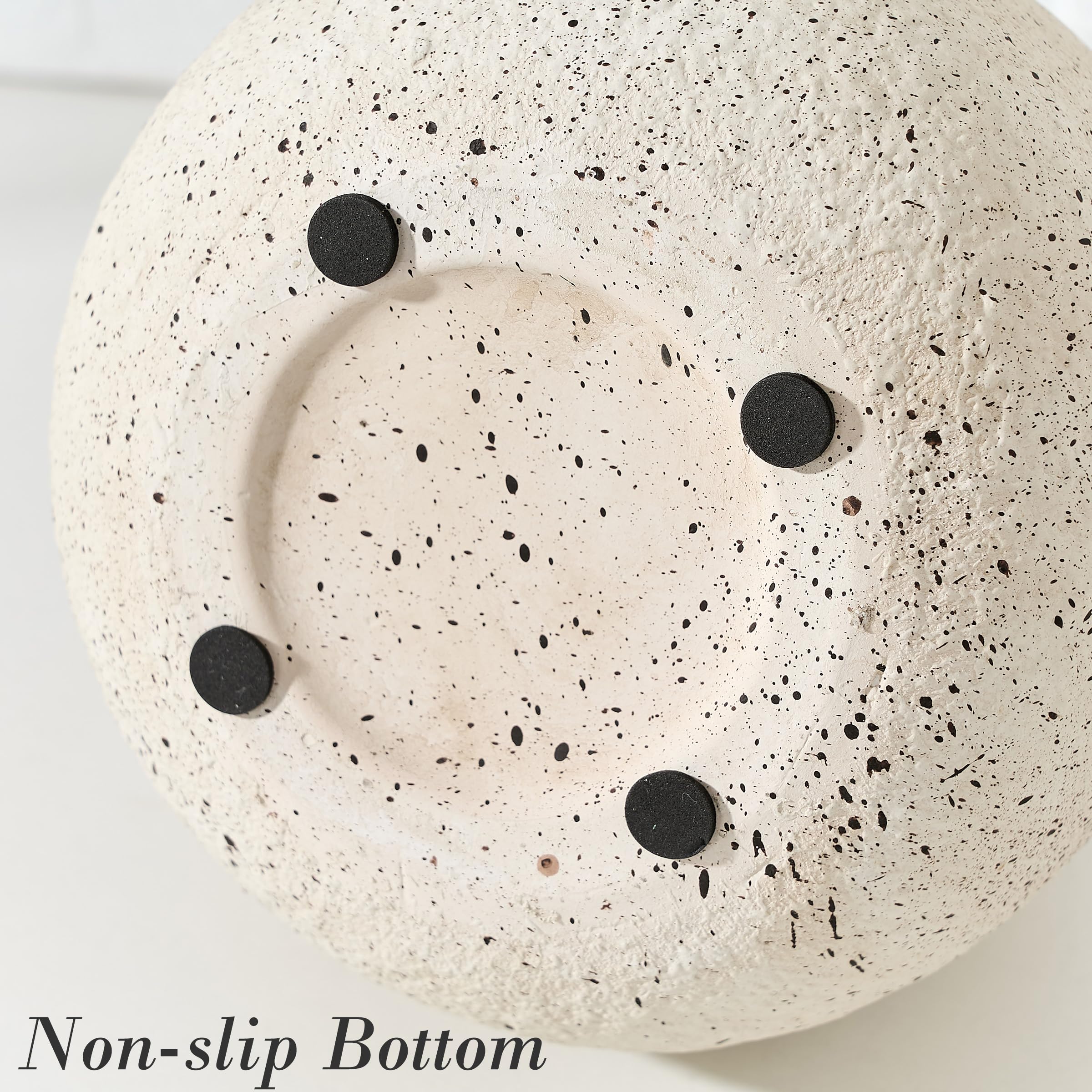 PORCER Vaso da fiori rustico in ceramica, 15 cm, grazioso bohémien, per decorazione domestica, vaso in terracotta per soggiorno, tavolo, mensola, decorazione per camino, casa colonica, bianco