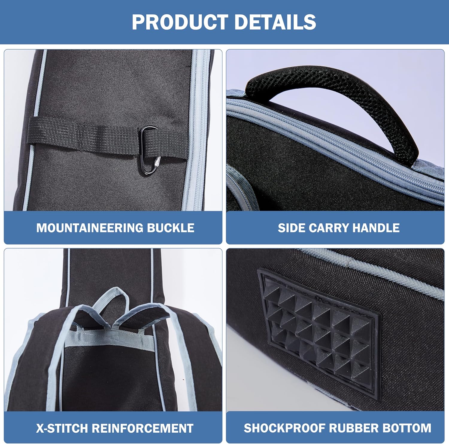 39/40 Inch Electric Guitar Gig Bag & Soft Case with Neck Strap,7mm Thick Padding+Waterproof Nylon Exterior,Backpack Style Guitar Bag with Dual Adjustable Shoulder Straps&Padded Side Handle,Grey