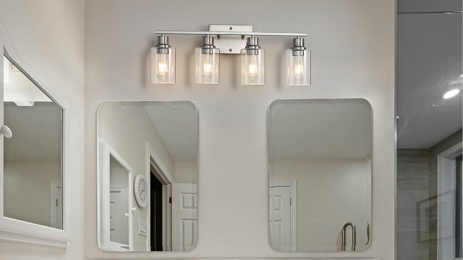 ZSnorthzun Brushed Nickel Vanity Lights for Bathroom, 4-Light