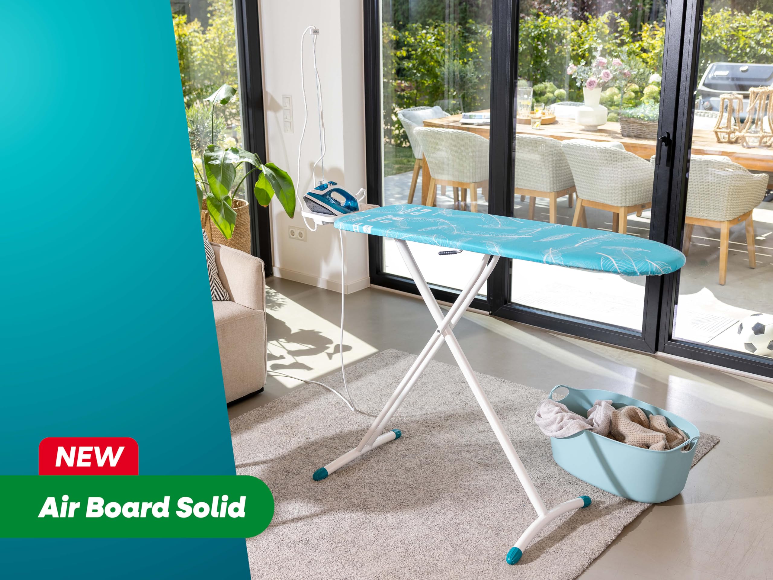 Leifheit Tabla de Planchar Air Board M Solid, Thermo Reflect | Superficie 120 x 38 cm, altura regulable hasta 100 cm, ultraligera, bandeja fija, ideal para plancha de vapor