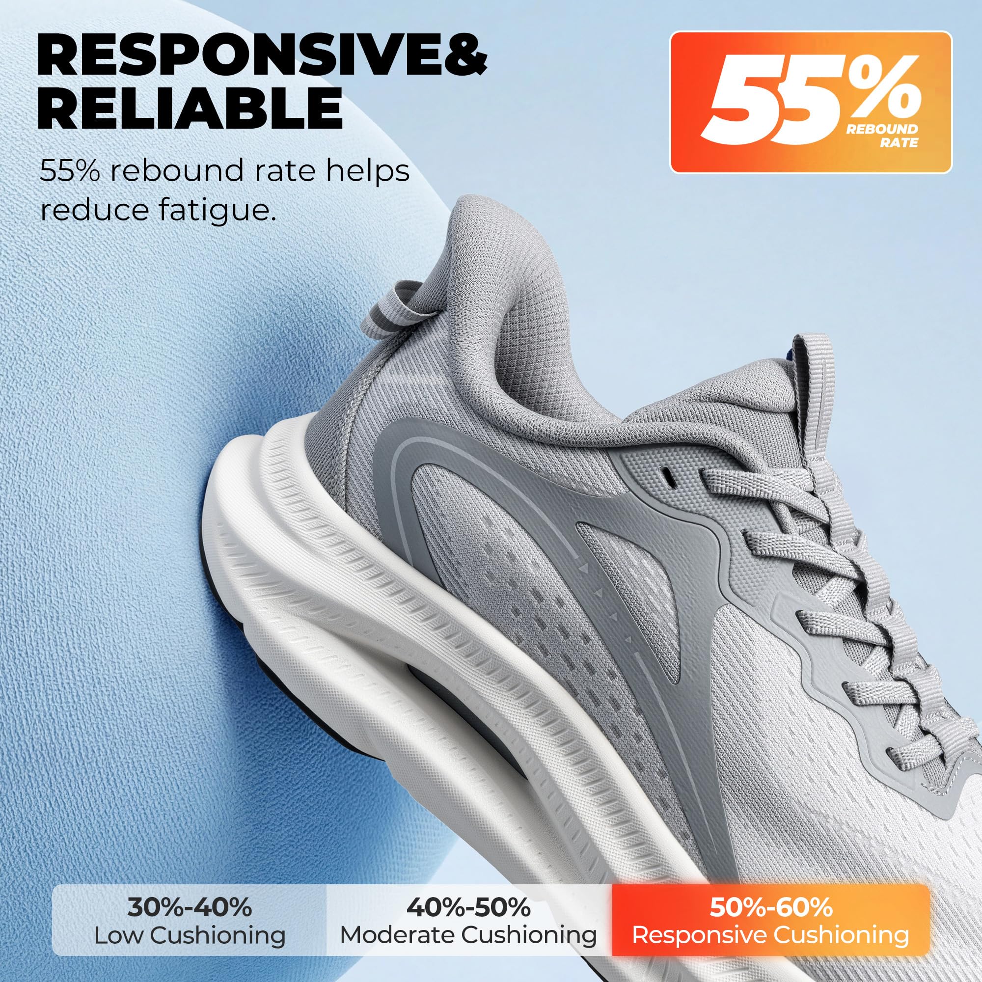 ALLSWIFIT Zapatillas de deporte para hombre, antideslizantes, transpirables, cómodas, para entrenamiento, correr, tenis, gimnasio, a la moda, Gris, 41.5 EU