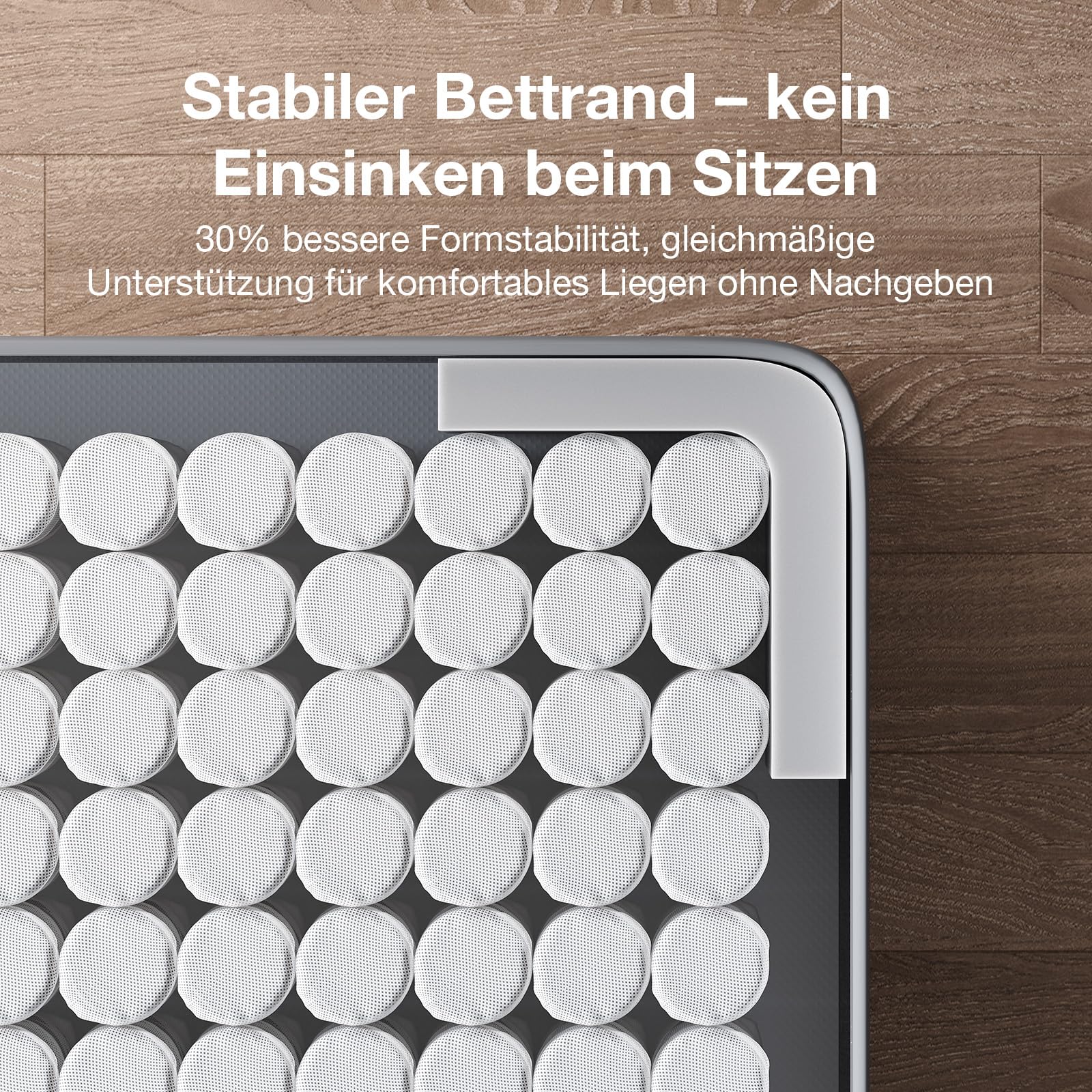 Novilla Matratze 90x200, H3 7 Zonen Taschenfederkernmatratze für gezielte Unterstützung, Wellenförmige Komfortschaumschicht für verbesserte Atmungsaktivität, Öko-Tex Zertifiziert, Höhe 22 cm