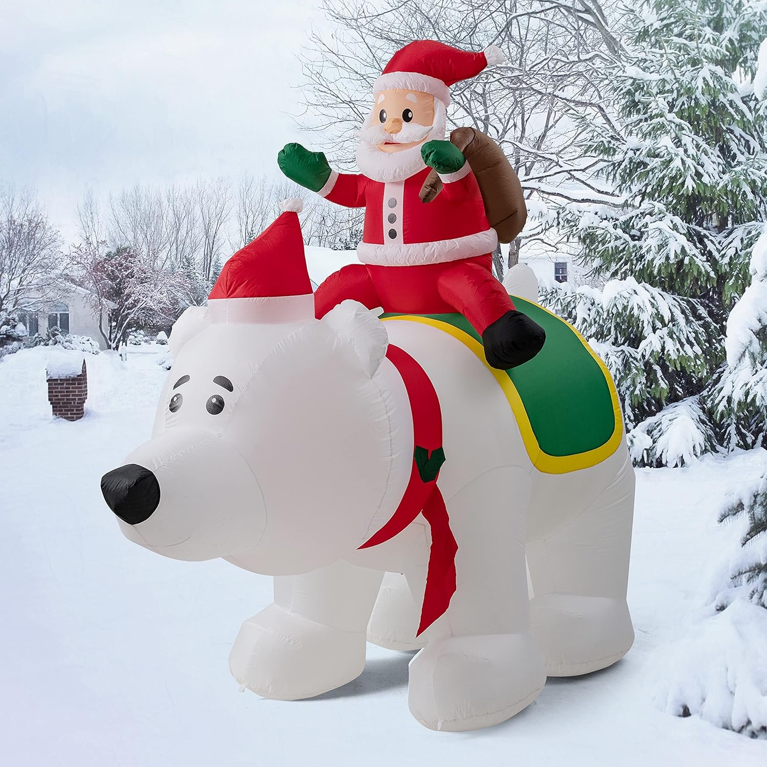 Aesto 8 FT Christmas Inflatables Santa Claus Riding a Giant Polar Bear with LED Lights, Inflatable Outdoor Holiday Yard Decorations : Patio, Lawn & Garden