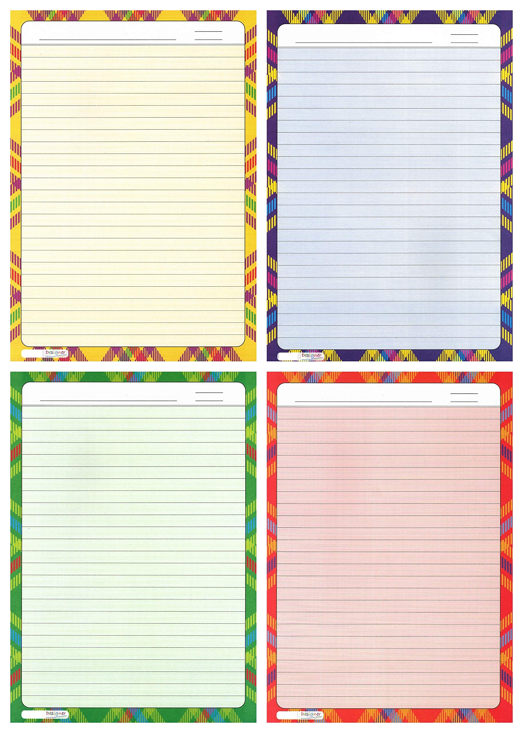Pack of - 40 Design - 002 A4 Size 140 GSM One Side Ruled Multipurpose Designer Colored Art & Craft Sheets for Scrapbooking, Projects