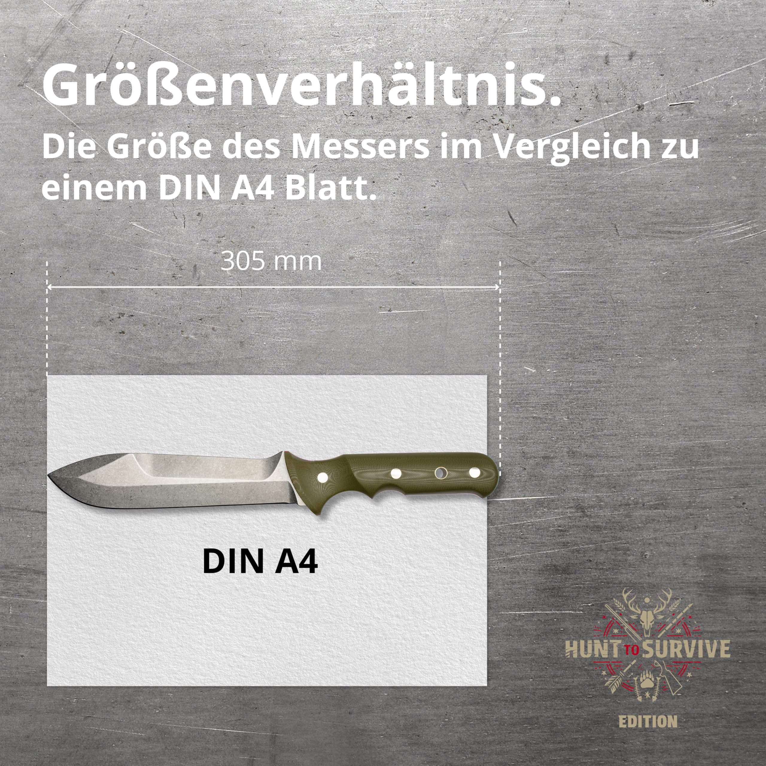 PUMA - Keiler “Hunt to Survive” Edition - Feststehendes Outdoor-Messer - Full-Tang - aus 1.4116 Stahl (57 HRC) – Ergonomischer G10-Griff – 170 mm Klinge – Mit Lederscheide(Art.Nr.: 143585)