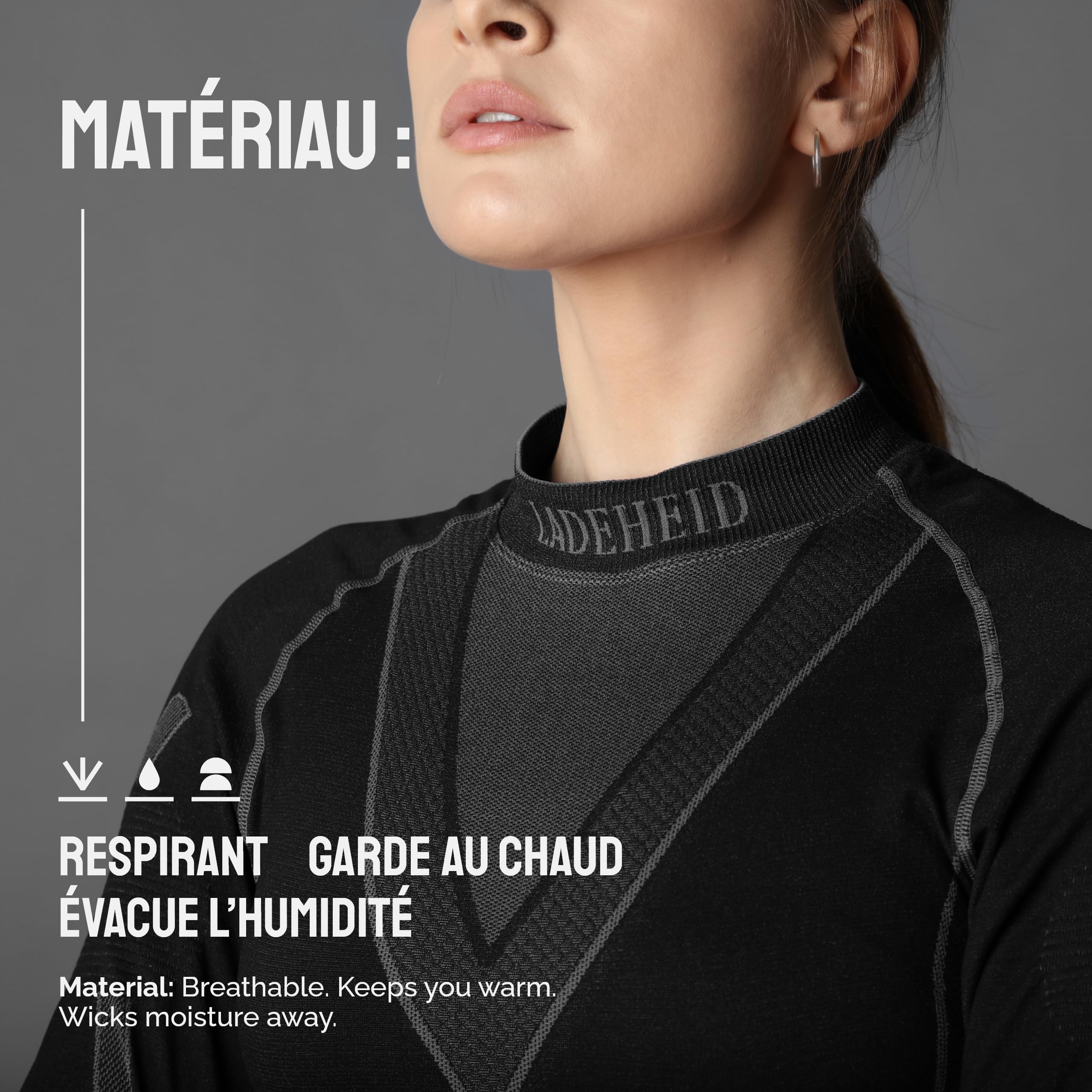 Ladeheid Shirt Thermique Manches Longues sous-vêtements Femme LAGI004