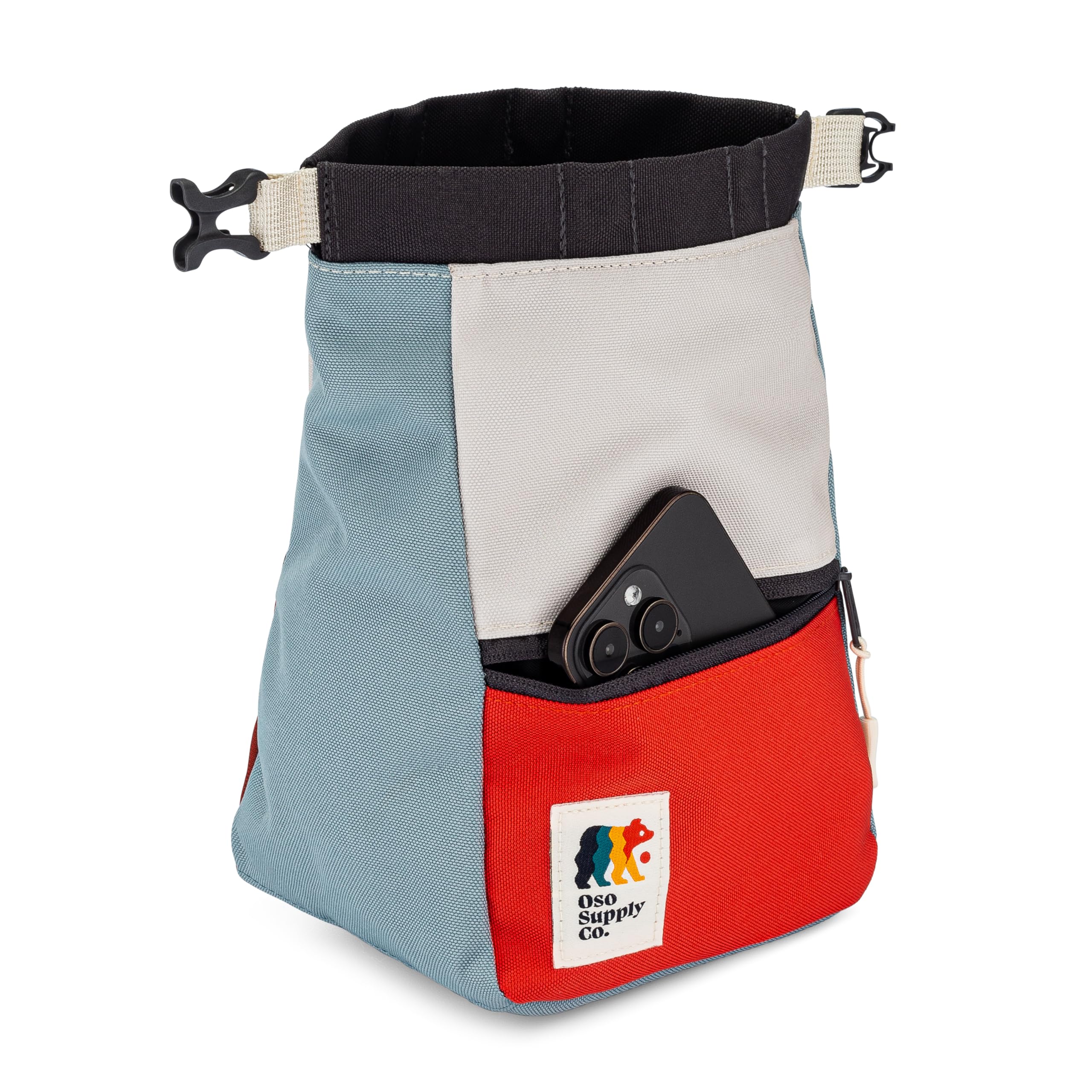 OSO Supply Co Crux Boulder-Kreideeimer, große Kreide-Tasche zum Klettern, Kreidetopf mit Magnetverschluss, Reißverschlusstaschen und Netztasche für Kletterer, Gewichtheben, Gymnastik