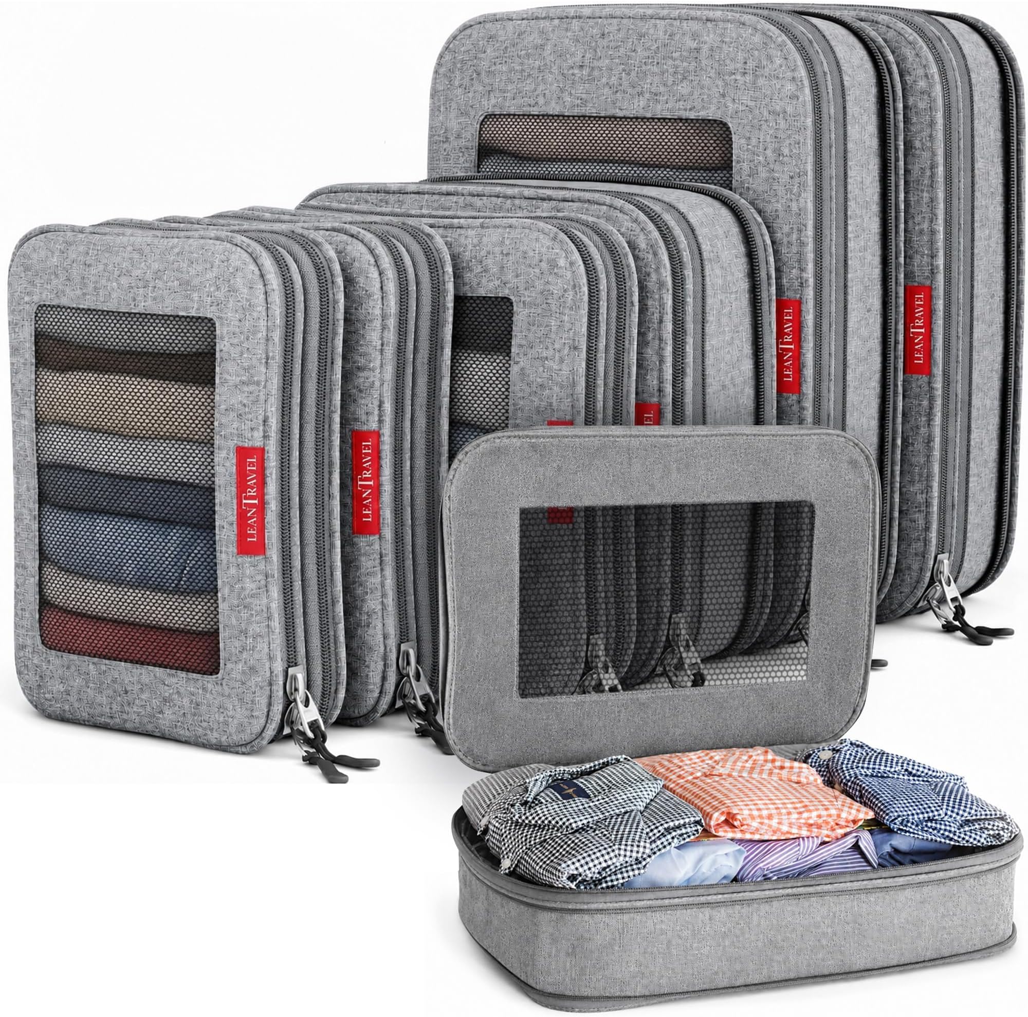LeanTravel Compression Packing Cubes Luggage Organizers (3) Set