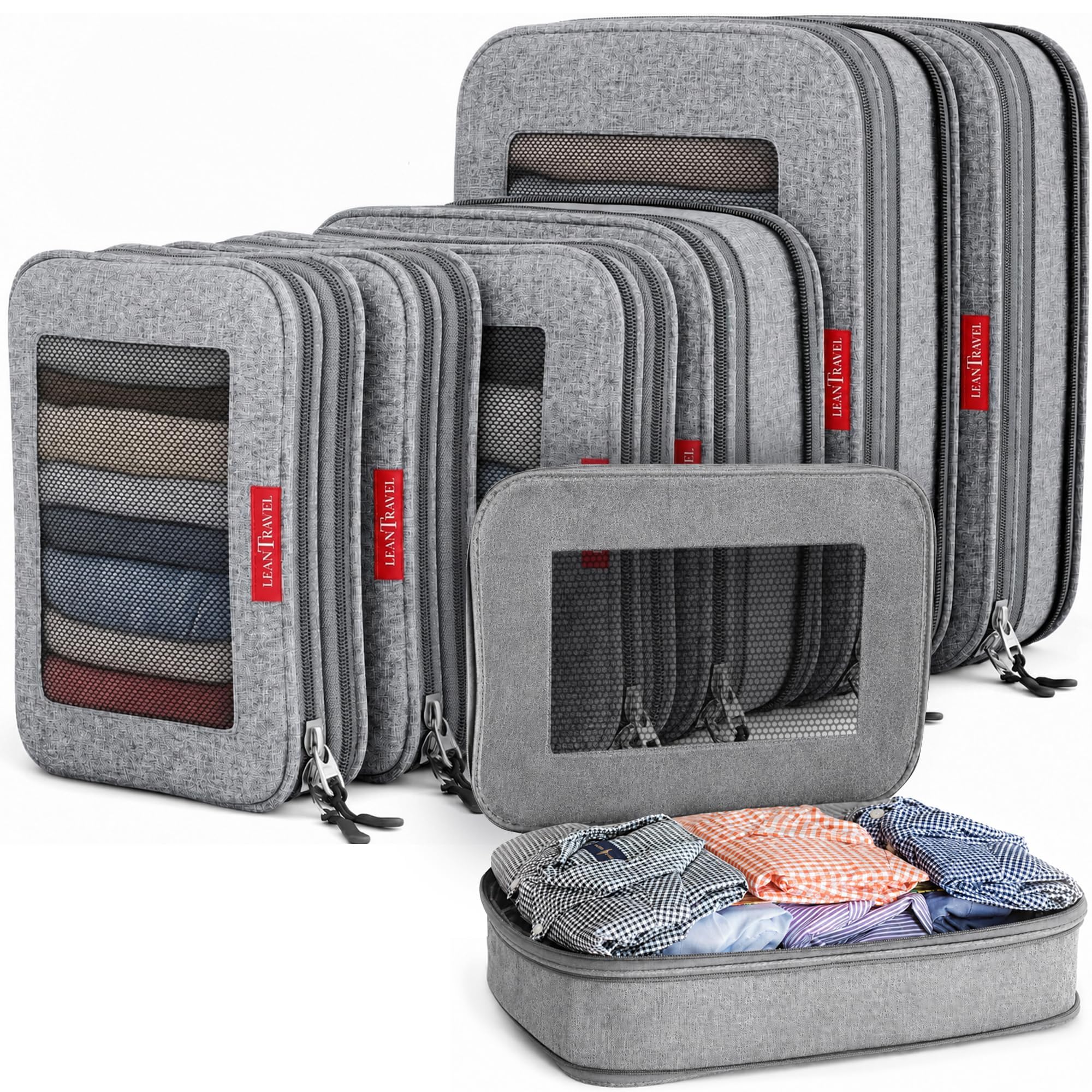Amazon.co.jp: LeanTravel 圧縮パッキングキューブ 荷物オーガナイザー