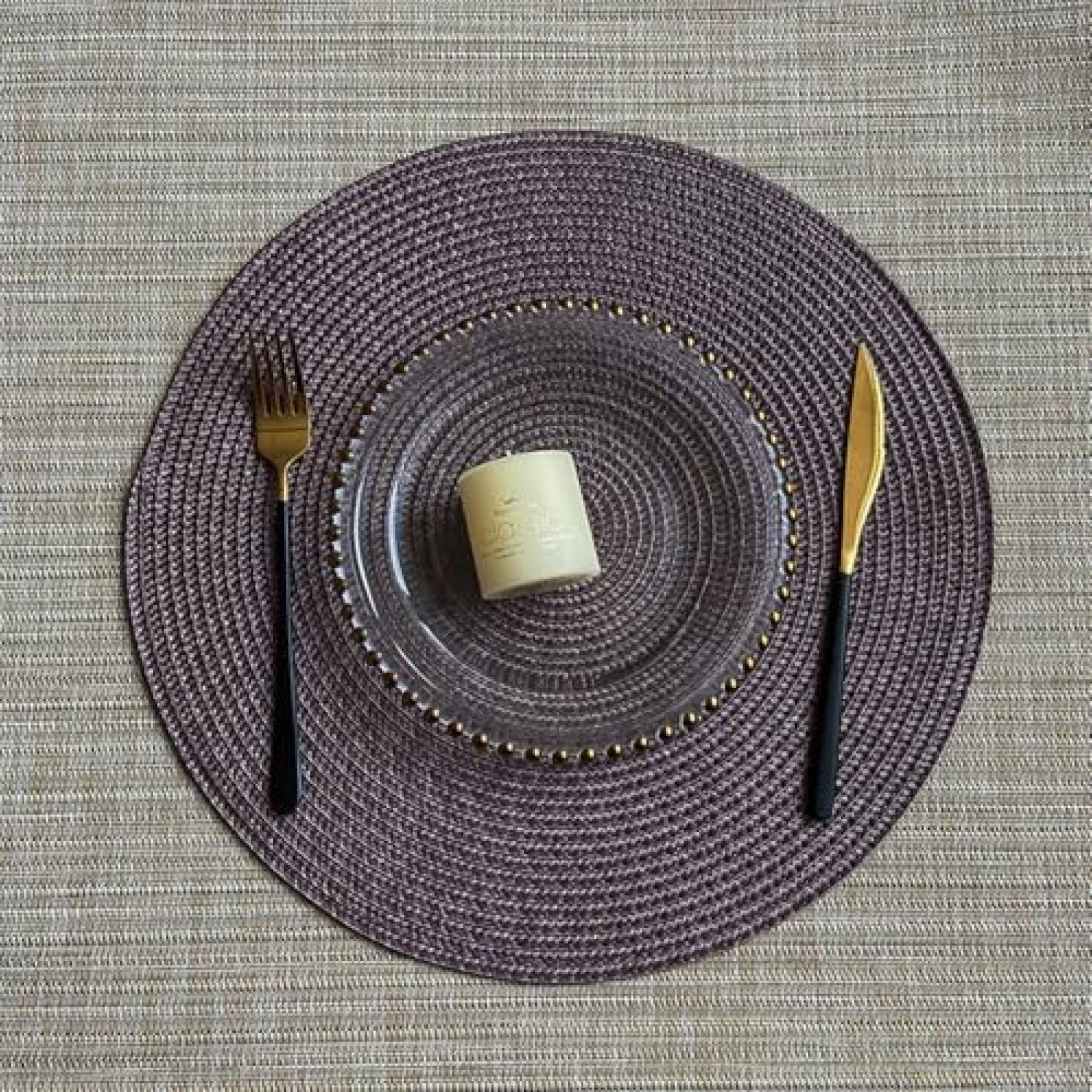 Set de table rond bleu foncé résistant chaleur lavable 38cm