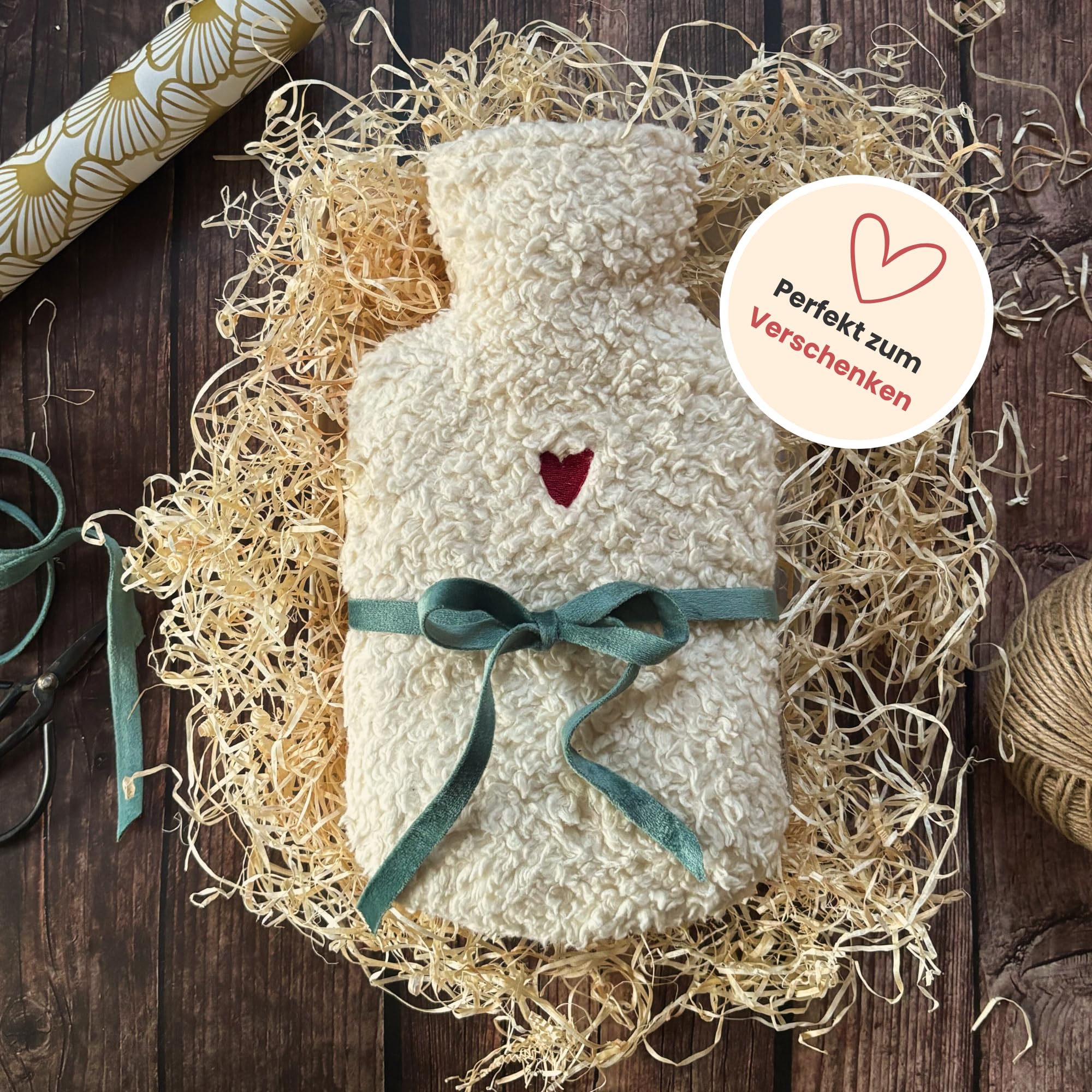 kontor28 - kuschelige TEDDY Wärmflasche mit Bezug aus super weicher 100% Bio-Baumwolle, handgefertigt Made in Germany, auslaufsicher, geruchlos und schmerzlindernd für Kinder/Erwachsene - 0,8 Liter