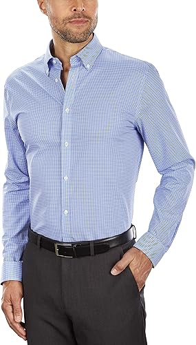 Tommy Hilfiger - Camisa de vestir para hombre, ajuste delgado, no necesita planchado, a cuadros