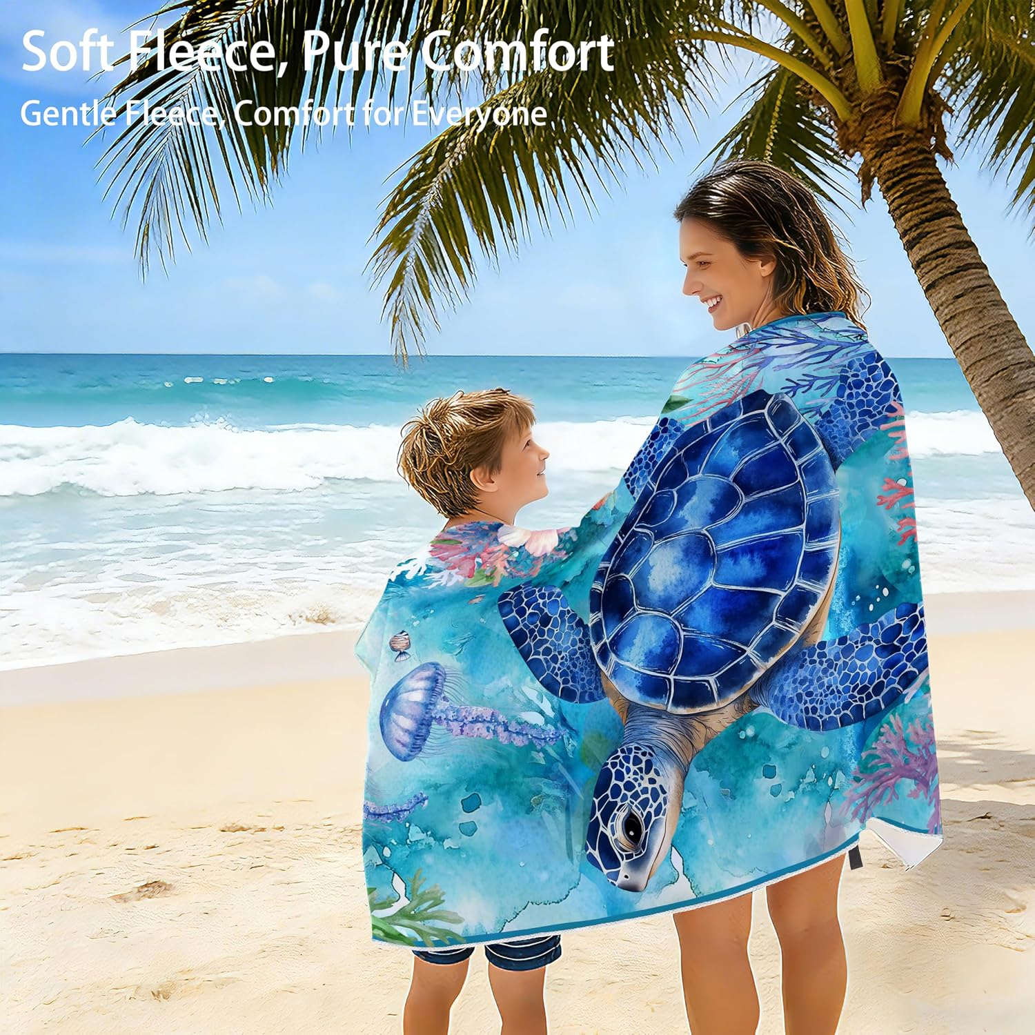 Sea Turtle Microfiber Beach Towels Absorbent Large Printed Towels for Camping Swimming Pool Travel