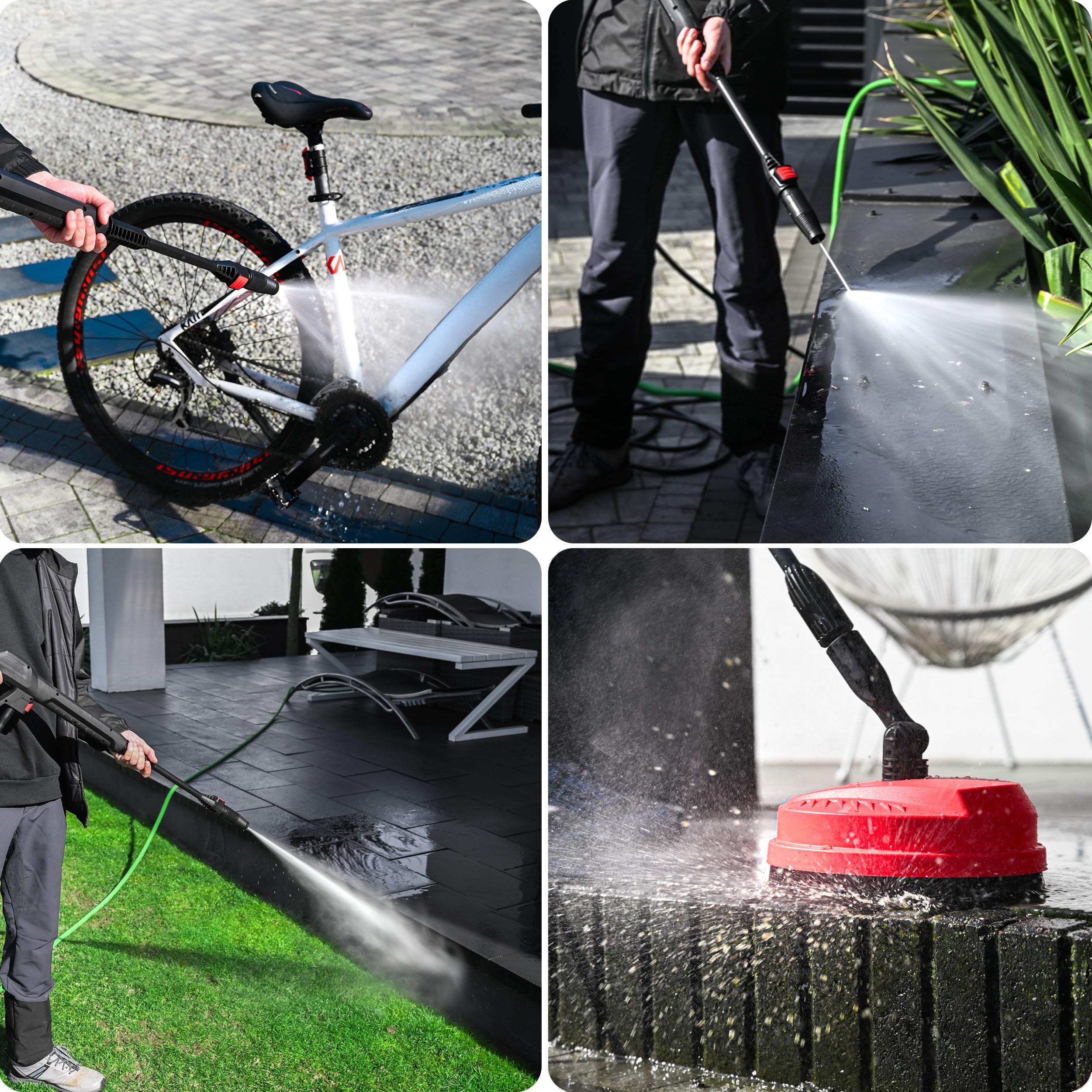 LEHMANN Jukon Hidrolimpiadora de Alta Presion, 1600W, Presión Máx. de 200 Bares, 480 l/h de Caudal, con Accesorios - Pistola, Lanzas, Lanza de Espuma y Cepillo de Patio