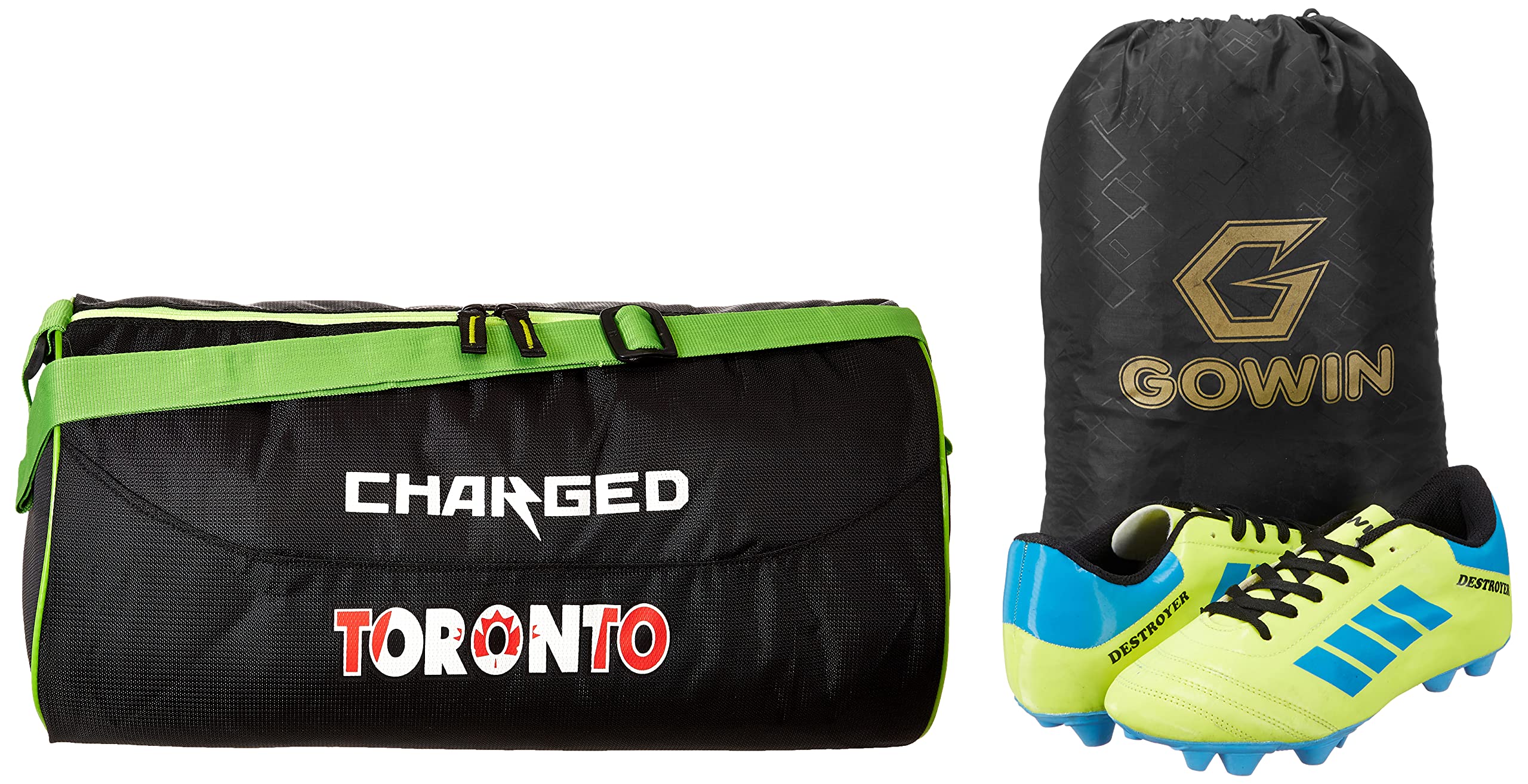 Sports Bag Toronto Large Black With Gowin Football Shoe Destroyer Cyan Size-7-image-21
