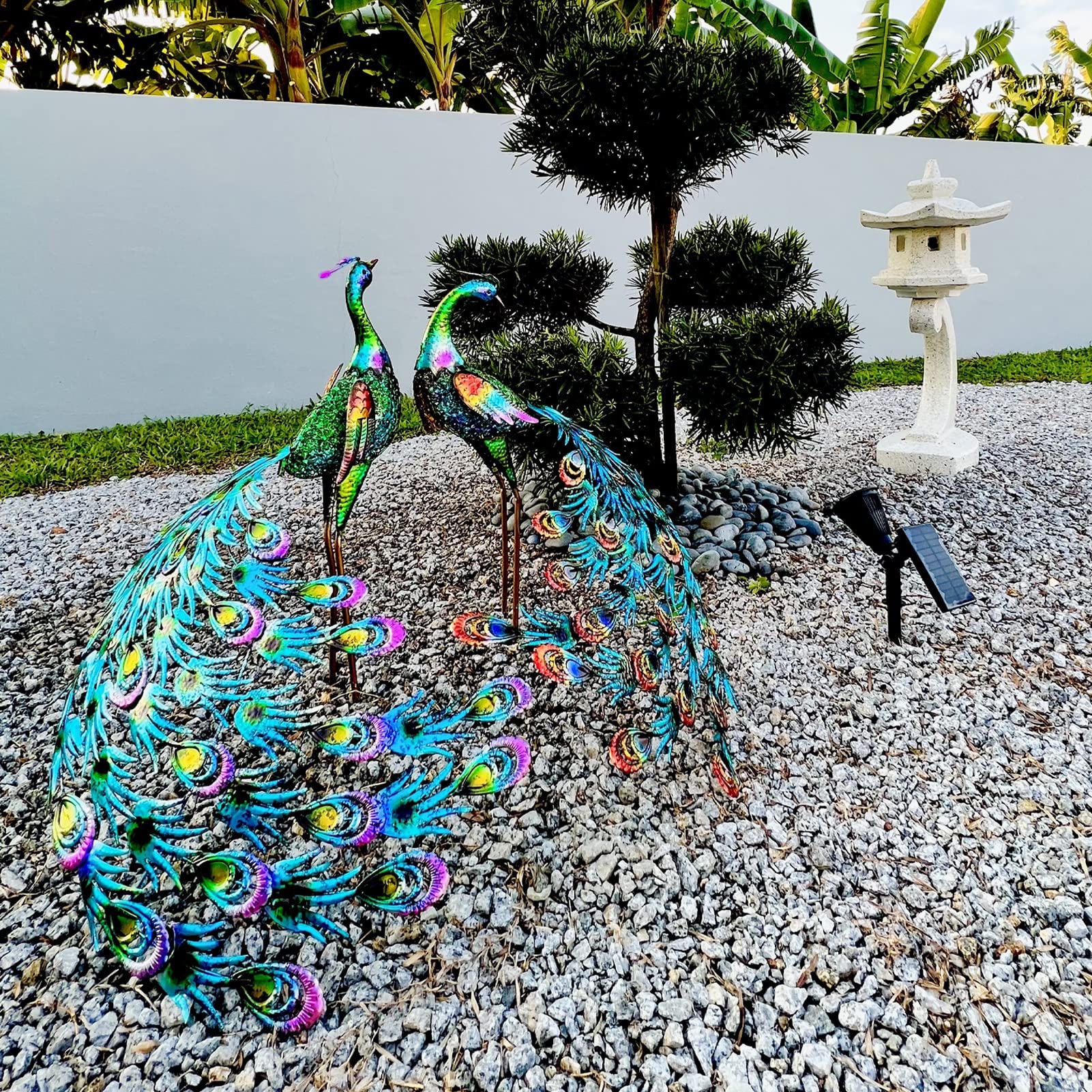 Pfauen-Statue Aus Metall – Gartendeko 39,6 X 29,7 Cm, Grün Lackiert, Wetterfest Für Hof & Terrasse