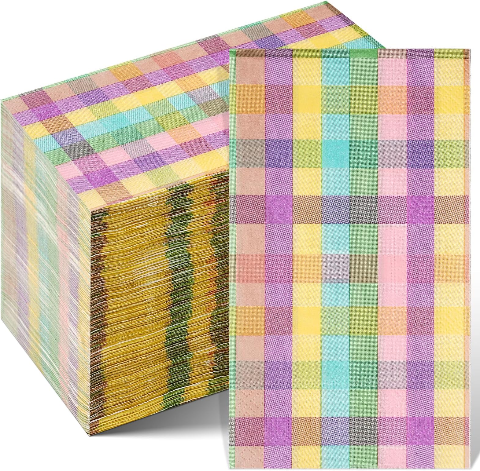 100Pcs Easter Pastel Buffalo Plaid Napkins Decorations
