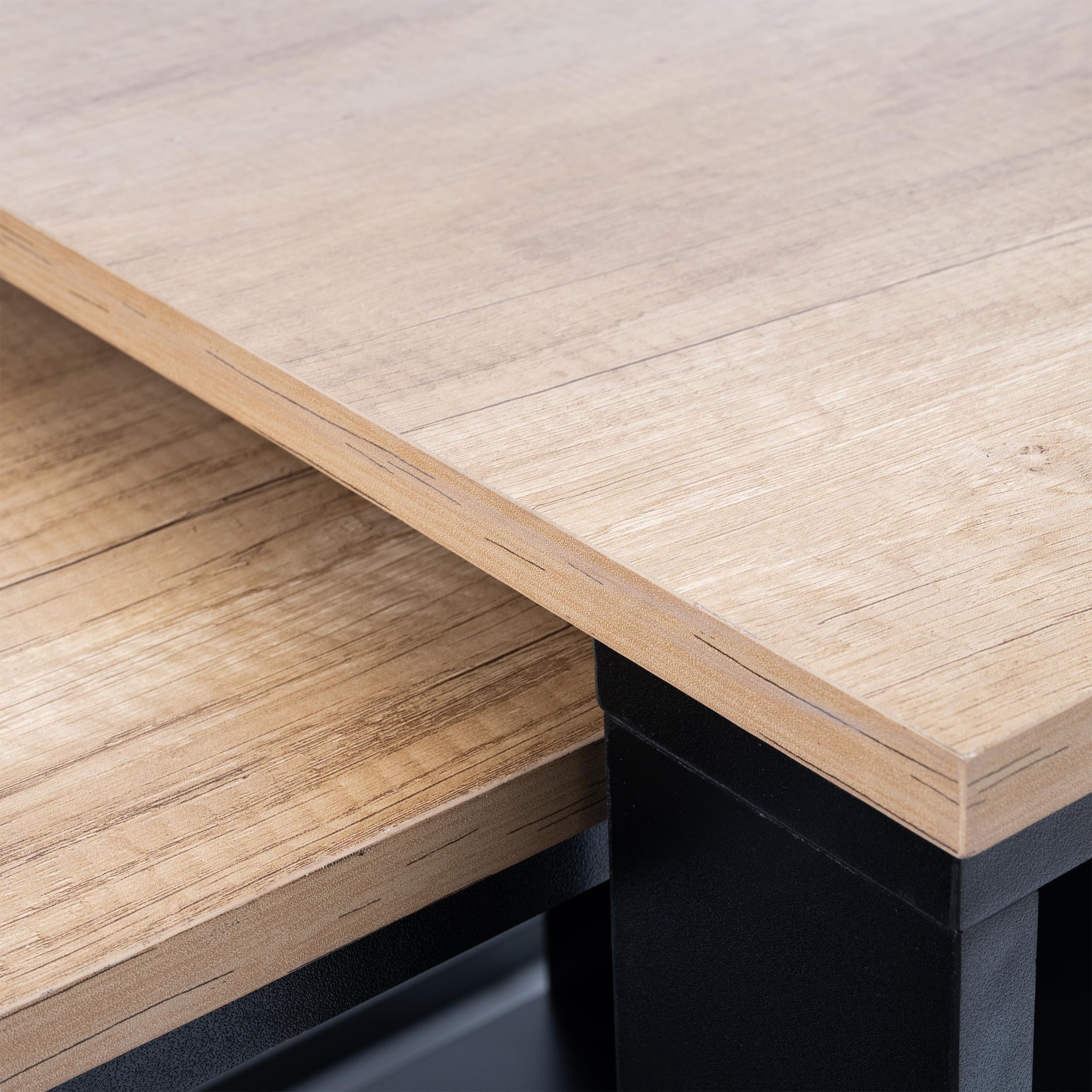 LEHMANN Table Basse en Bois, Set de 2 Tables Basses en 2 Tailles (Chêne Doré)