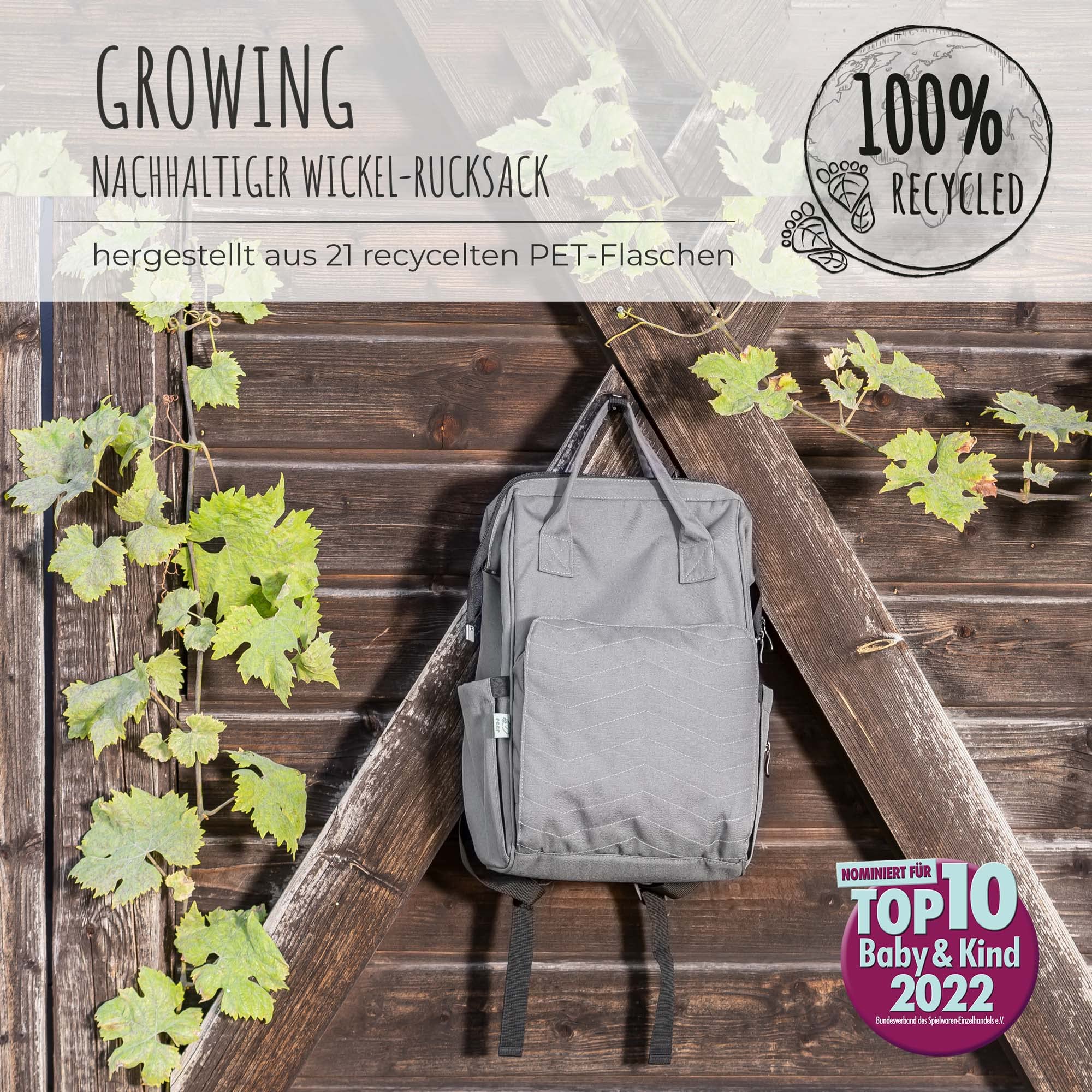 Reer GmbH 84221 Growing, Zaino Fasciatoio, 38 X 9 X 21 Cm, Grigio