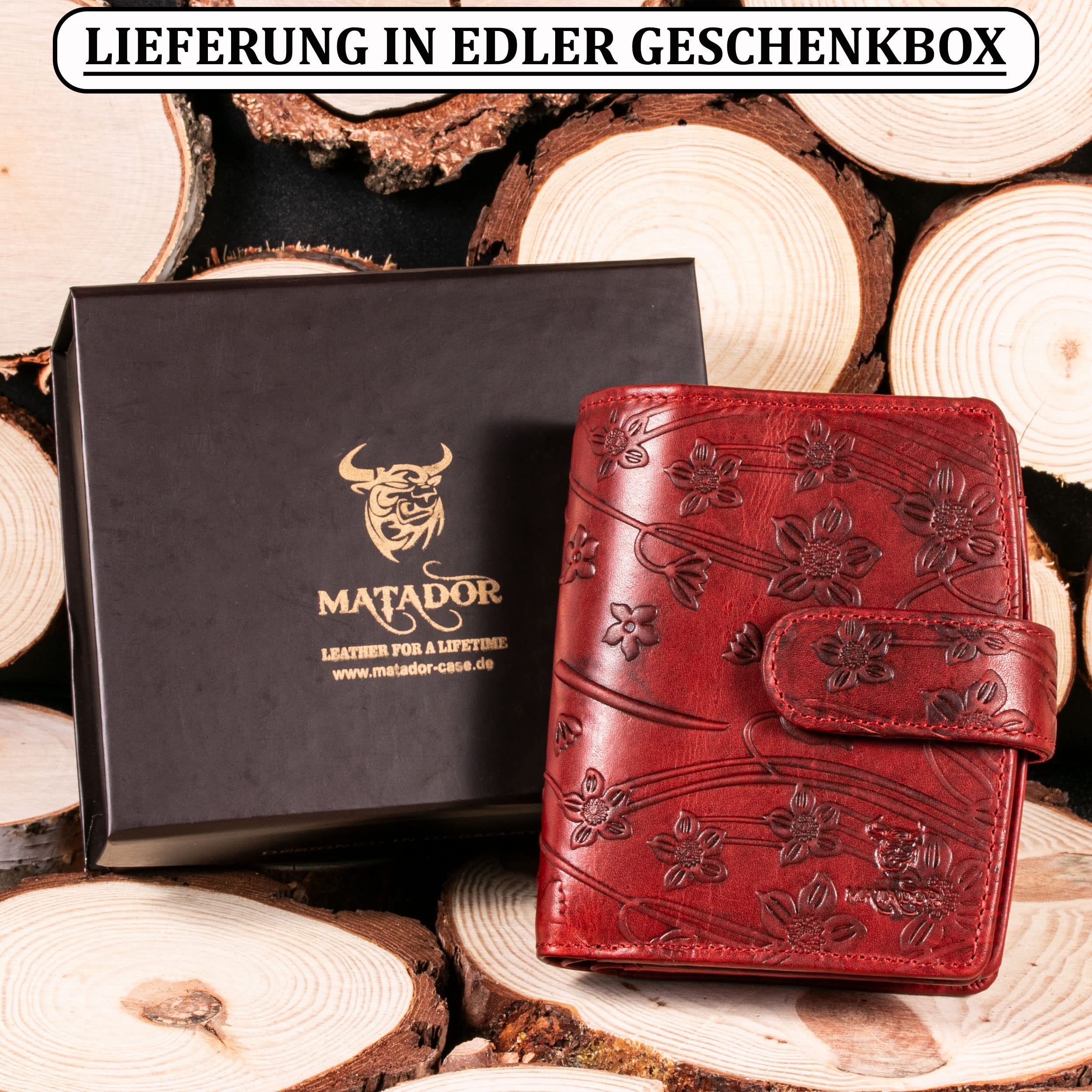 MATADOR Petit Porte Monnaie Cuir #Valence Mini avec Noble Boîte Cadeau, Portefeuille Femme de Luxe avec RFID, Petit Portefeuille avec de Nombreux Compartiments à Cartes