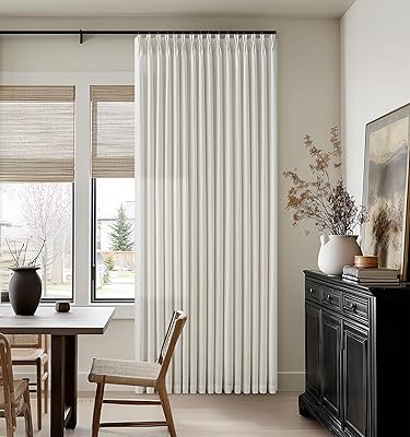 Linen Curtains 94 Inches Long Pinch Pleated for Living Room Bedroom Pinch Pleat with Rings Hooks for Track System Back Tab Memory Trained Boho Farmhouse Semi Sheer 94 Inch Curtain for Dining Room