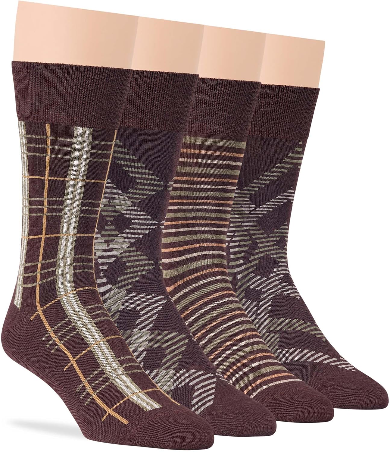 7BigStars Mens Dress Socks – 4 Pack Viscose From Bamboo Crew Fit, Solid or Patterned, Thin Seamless Breathable Business - Image 8