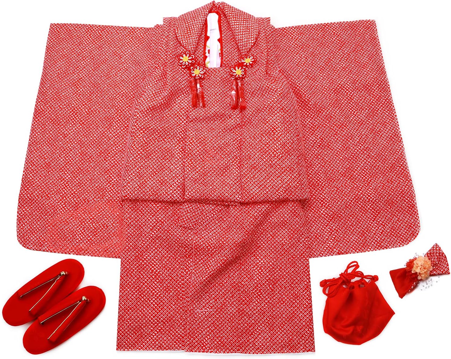 □正絹 お宮参り 初着□金駒刺繍入り 着物 長襦袢 セット 女児 女の子