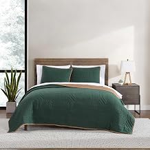 Eddie Bauer - Full/Queen Quilt Set, Super Soft Reversible Bedding with Matching Sham(s), Bedding Set (Solid Washed Green, Full/Queen)