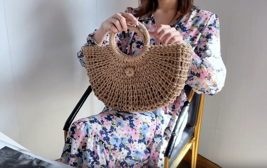 FENBEN Straw Hobo Bags for Women Round Beach Purse Large Woven Bag miniatura 7