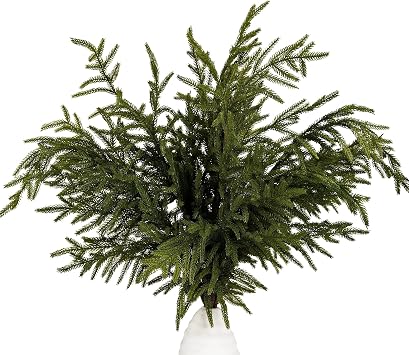 HomeKaren Norfolk Pine Stems 35.8" / 91cm, 6 Pcs Christmas Pine Branches, Real Touch Greenery for DIY Flower Arrangement, Home Indoor Christmas Decor