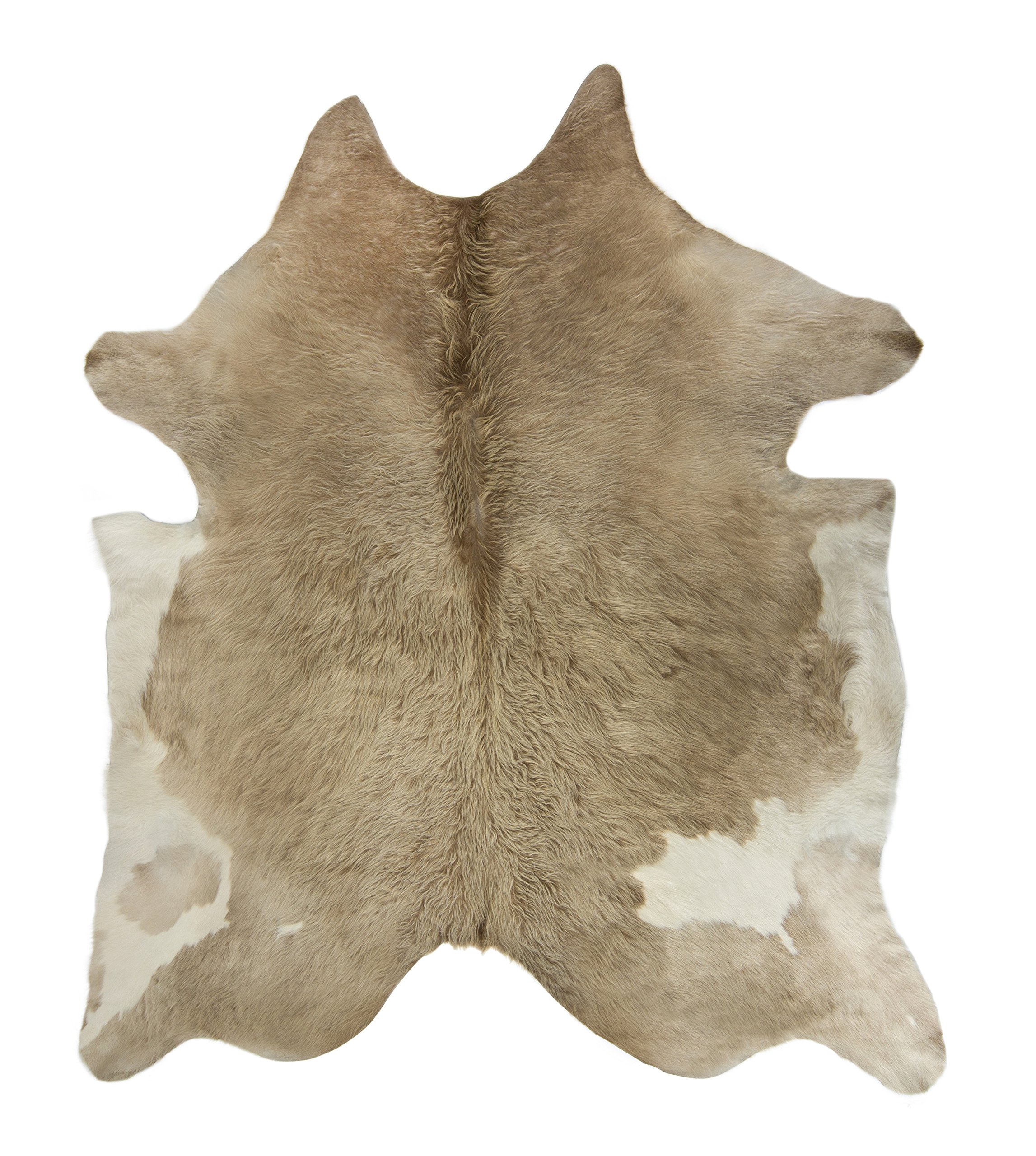 | Brazilian Cowhide Area Rug | 100% Authentic Natural Leather | Unique Stylish Decorative Accent | No Smell or Shedding | Color, Buttercream | Size, 6’x 7’