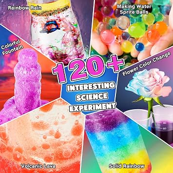 120+ Experiments Science Kits for Kids Age 6 7 8 9 10 11 12+ Educational STEM Toys Gifts for Boys Girls,Volcano,Fizzy Reaction,Chemistry Set,Color Learning Activities Scientific Tools Toys