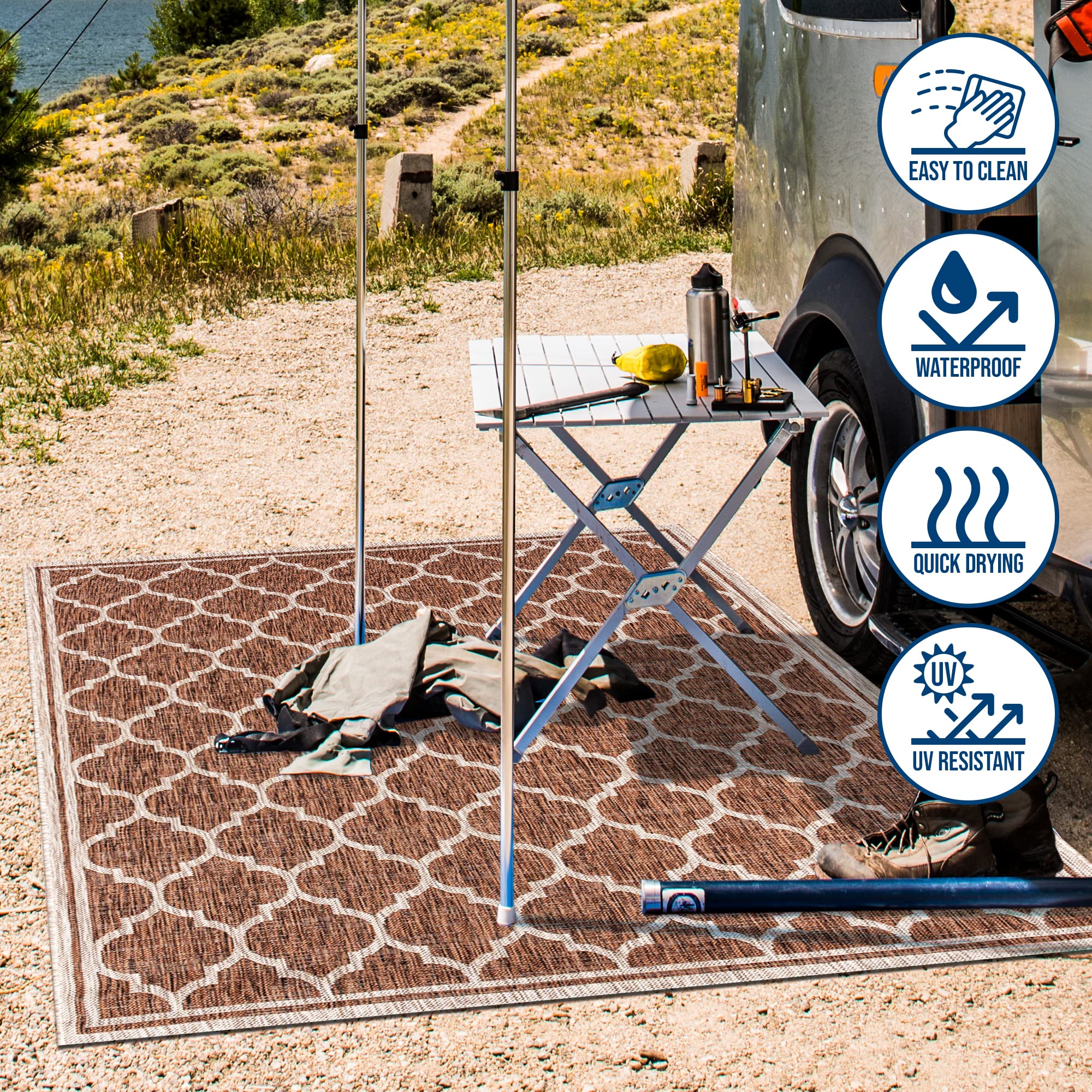 JONATHAN Y SMB109B-8 Trebol Tappeto marocchino a traliccio strutturato per interni ed esterni, moderno, costiero, bohémien, facile da pulire, cortile, patio, non spargimento, 240 cm X 300 cm