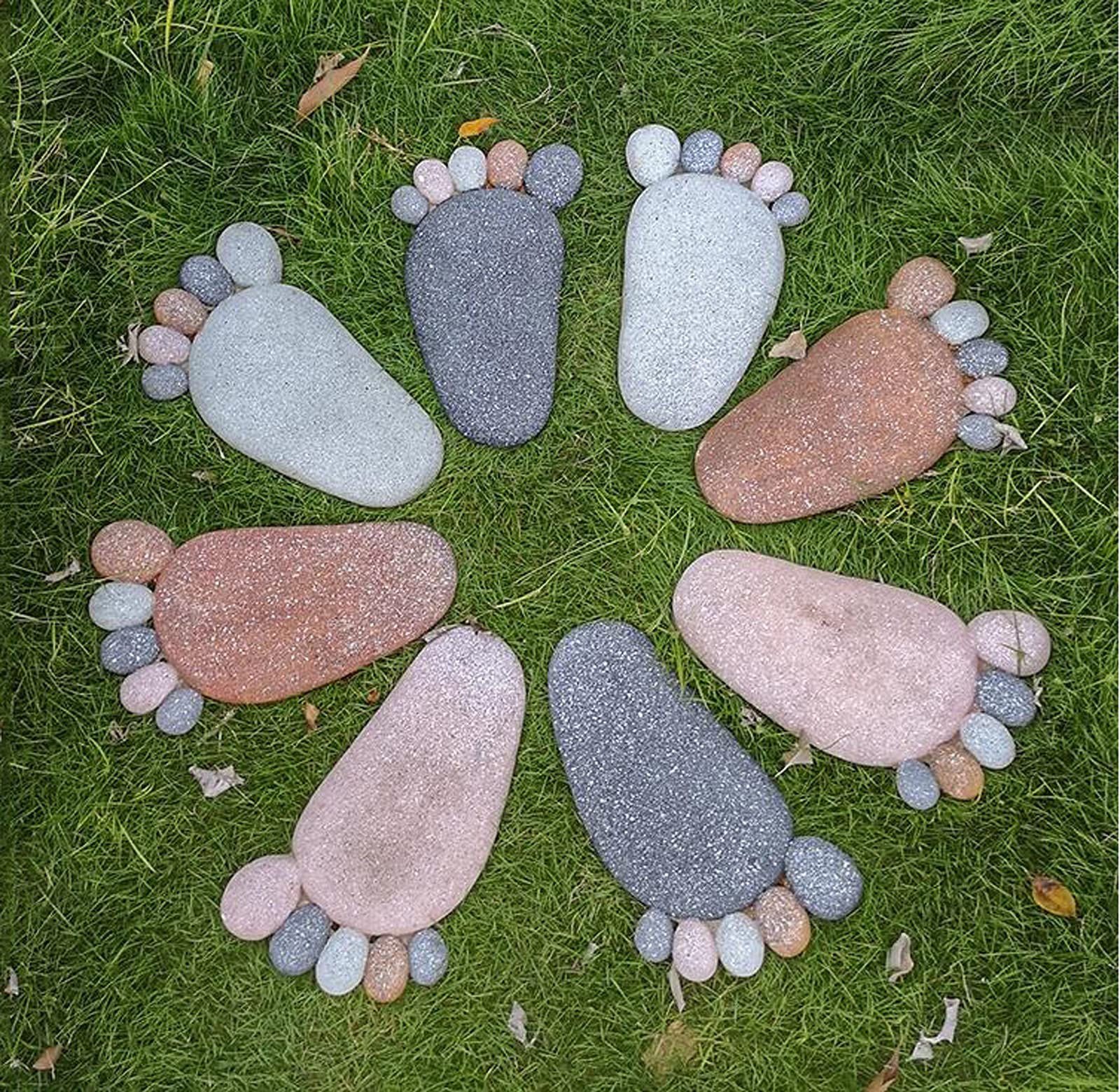 Piedras para El Jardín,Piedra de Paso del Patio de La Decoración del Jardín,Pie de Dibujos Animados Al Aire Libre Baldosa Villa Césped Pie,C