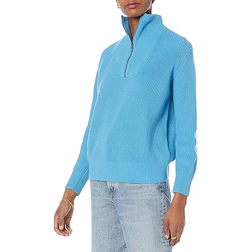 Amazon Essentials Women's Relaxed-Fit Ribbed Half Zip Sweater (Available in Plus Size) (Previously Amazon Aware)