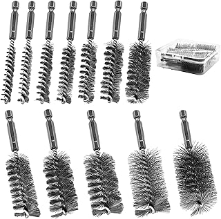 ASNOMY 12Pcs Wire Bore Brush for Drill,5/16"-1-3/16" Stainless Steel Wire Brush Bore Cleaning Brush Set for Power Drill Cleaning,Abrasive Drill Wire Brush with 1/4" Hex Shank