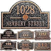 Vista 13 de Placa personalizada de dirección de casa de 12 pulgadas, números fundidos para exteriores, placa de señal de dirección personalizada con nombre