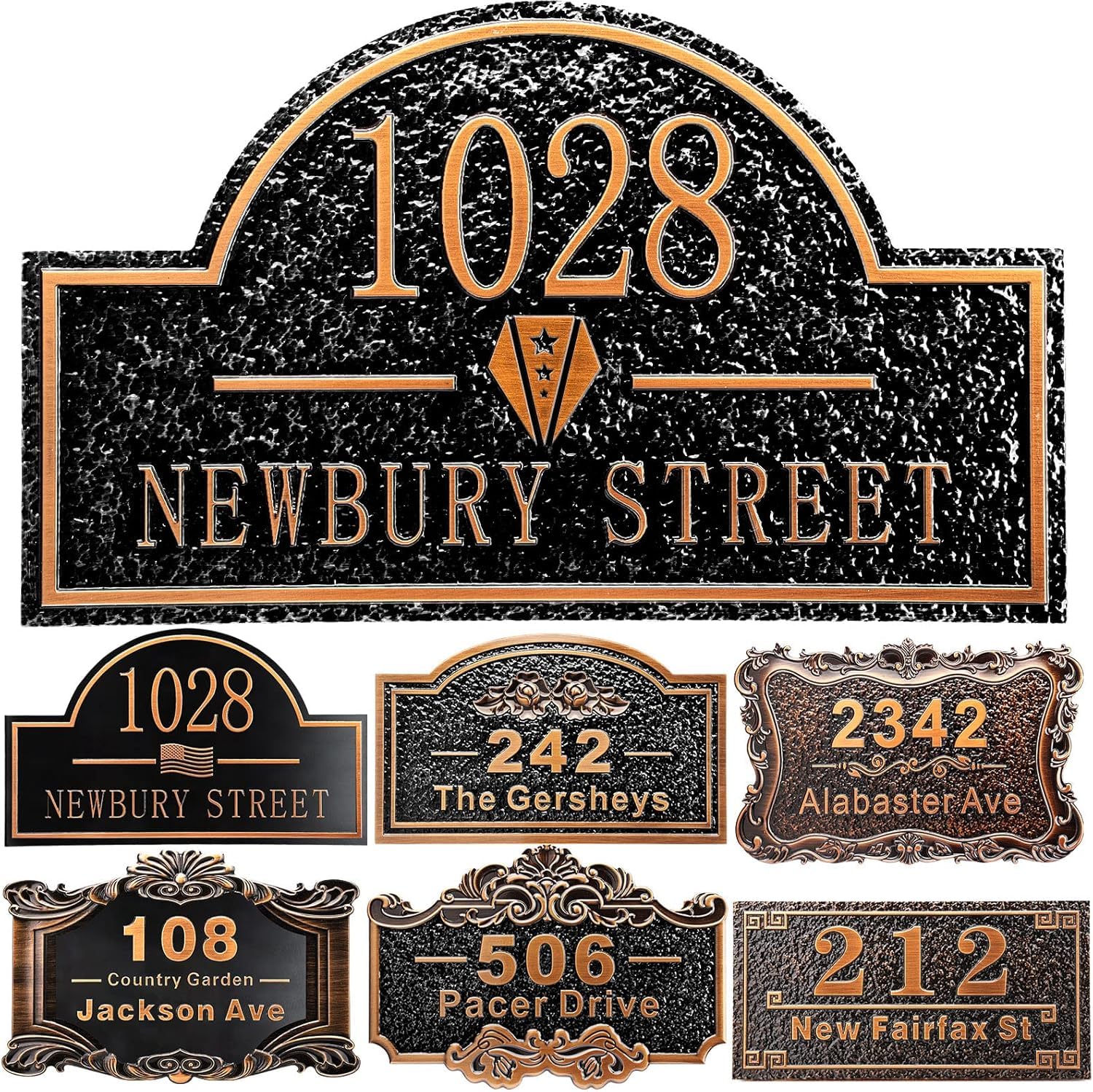 Personalized Vintage Address Plaque House Number Address Sign Relief Carved — image 1