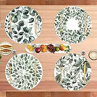 Jogo americano redondo de tecido, conjunto de 4 - tapetes de mesa de tecido de linho grosso lavável para jantar, festa cozinha e decoração de casa, decorativo e durável - 35,5 cm D41