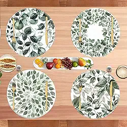 Jogo americano redondo de tecido, conjunto de 4 - tapetes de mesa de tecido de linho grosso lavável para jantar, festa cozinha e decoração de casa, decorativo e durável - 35,5 cm D41