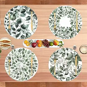 Jogo americano redondo de tecido, conjunto de 4 - tapetes de mesa de tecido de linho grosso lavável para jantar, festa cozinha e decoração de casa, decorativo e durável - 35,5 cm D41